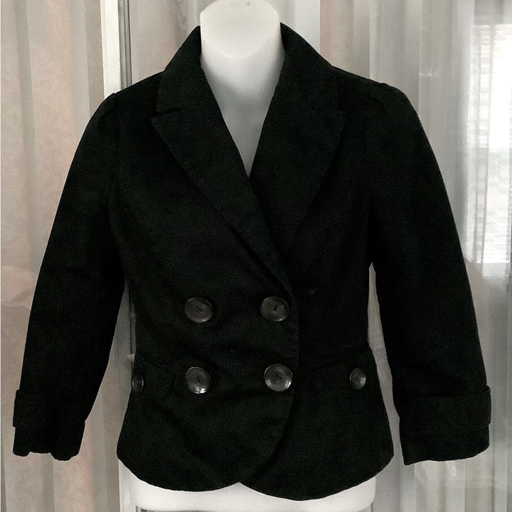 American Eagle Outfitters Black Cotton Lined Double Breasted Blazer